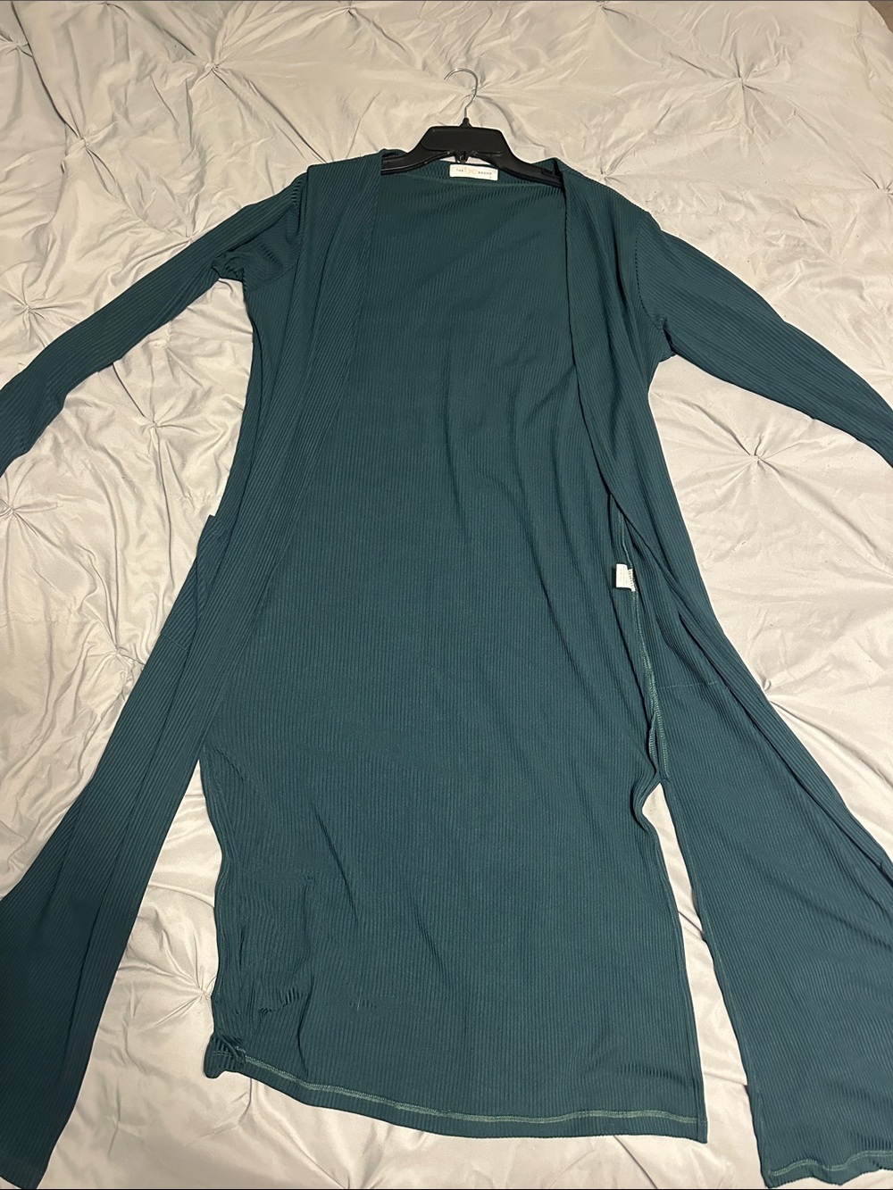 Women’s Teal Ribbed Long Cardigan - Unbranded